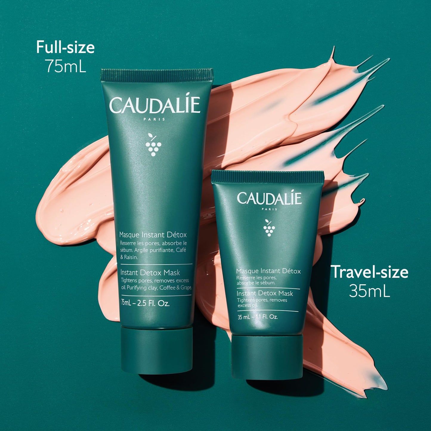 Caudalie Instant Detox Mask, Pore Minimizing Pink Clay Face Mask - 35 mL - dailyvitalstore