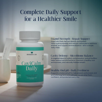 Cavity Protection Chewable Tablet - for Healthy Teeth & Gums - Fresh Breath - Nano Hydroxyapatite - Xylitol - Oral Probiotic Supplement - dailyvitalstore