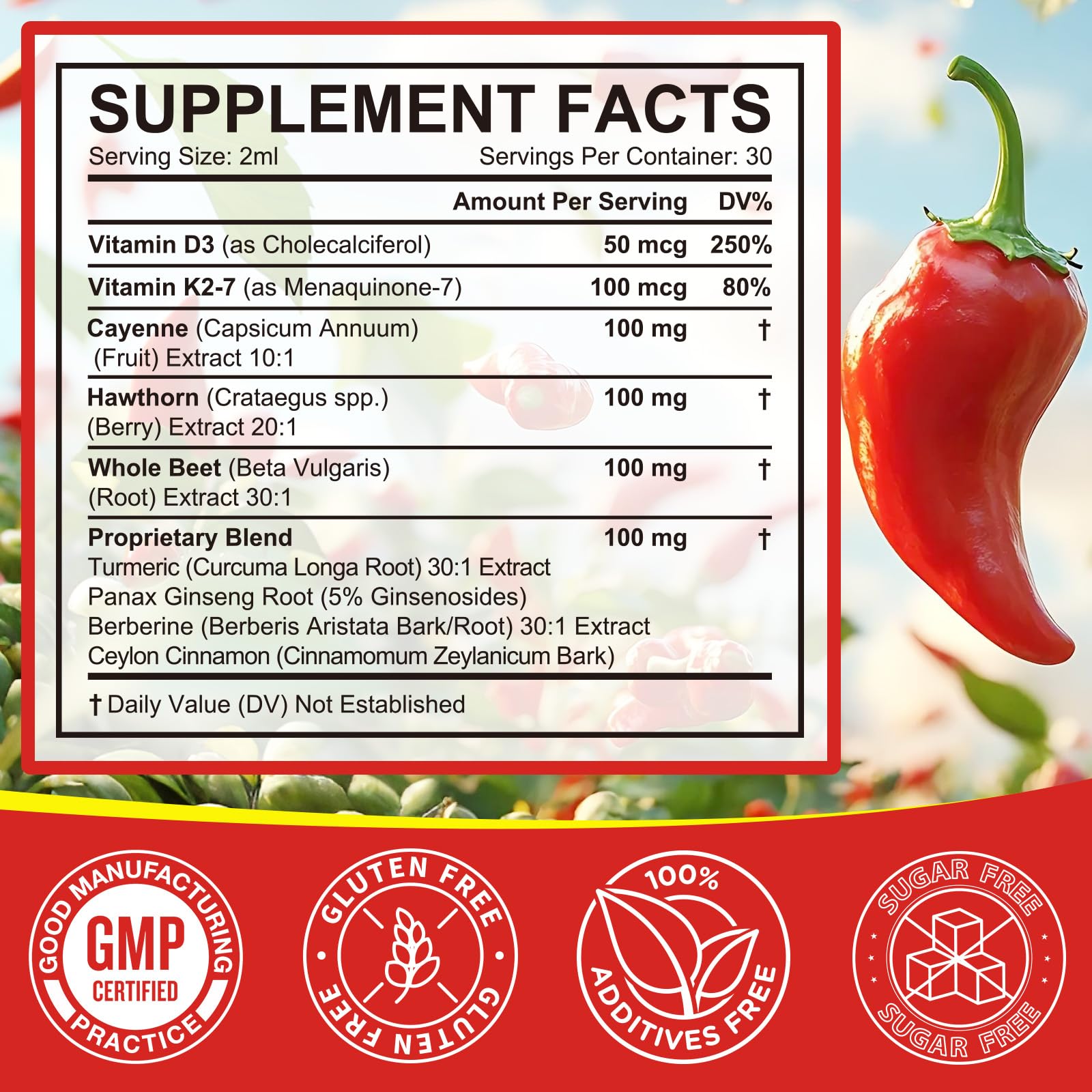 Cayenne Pepper Drops, Cayenne Pepper Extract with Herbal Blend - Includes Hawthorn, Beet Root & Turmeric (1Pack) - dailyvitalstore