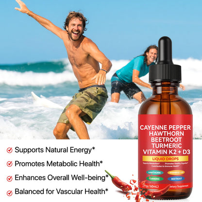 Cayenne Pepper Drops, Cayenne Pepper Extract with Herbal Blend - Includes Hawthorn, Beet Root & Turmeric (1Pack) - dailyvitalstore