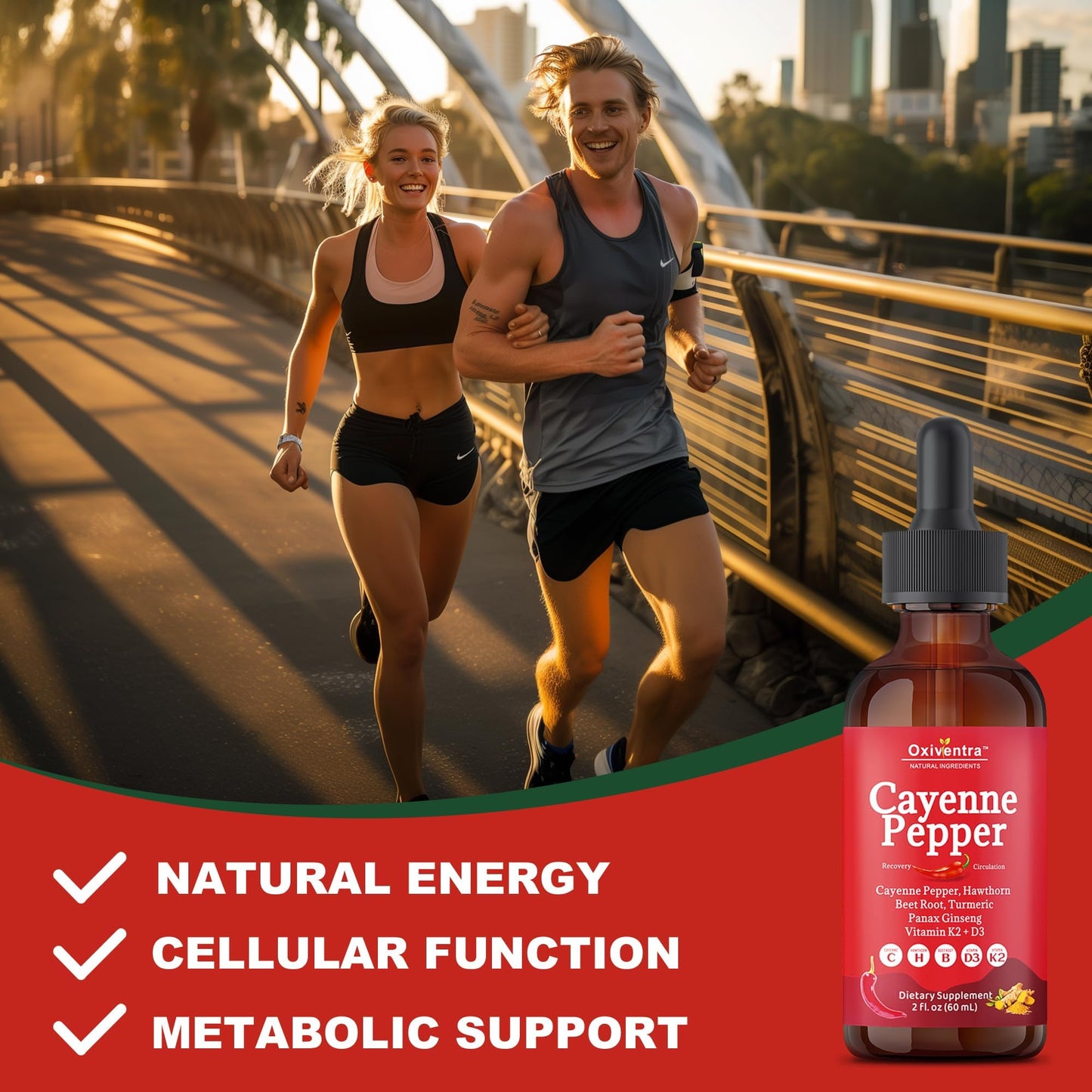 Cayenne Pepper Drops Liquid Supplement Smooth & Sweet Herbal Liquid + Hawthorn Berry, Vitamin D3 K2 Beet Root Powder, Ceylon Cinnamon, Turmeric Curcumin, Organic Panax Ginseng - 2fl oz - dailyvitalstore