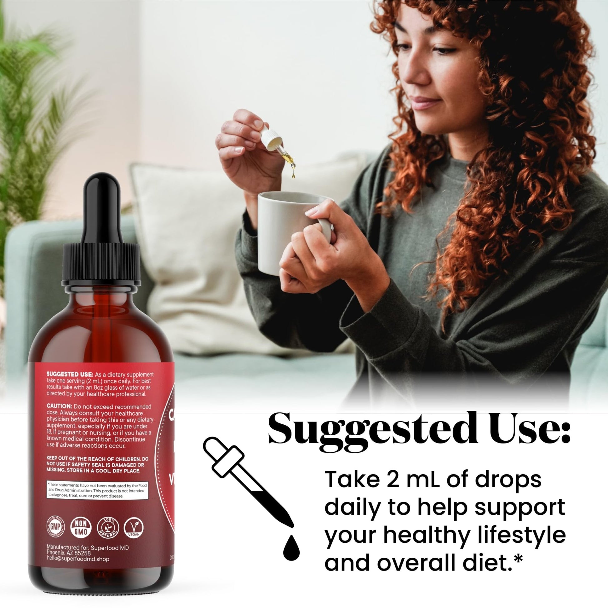 Cayenne Pepper Supplement Liquid Drops + Hawthorn Berry, Vitamin D3 K2 Beet Root Powder, Ceylon Cinnamon, Turmeric Curcumin, Organic Panax Ginseng - 4 OZ - dailyvitalstore