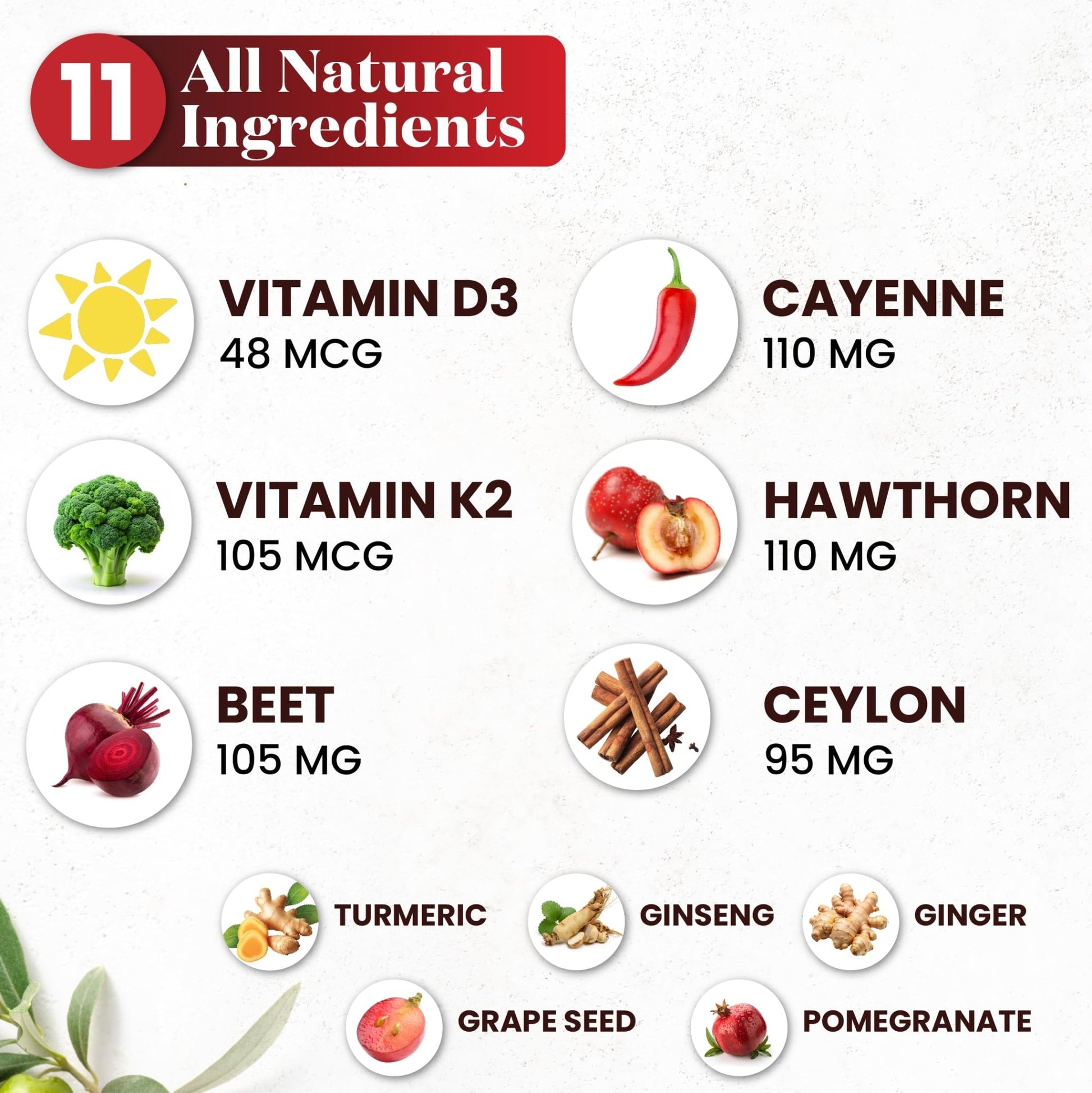 Cayenne Pepper Supplement Liquid Drops + Hawthorn Berry, Vitamin D3 K2 Beet Root Powder, Ceylon Cinnamon, Turmeric Curcumin, Organic Panax Ginseng - 4 OZ - dailyvitalstore