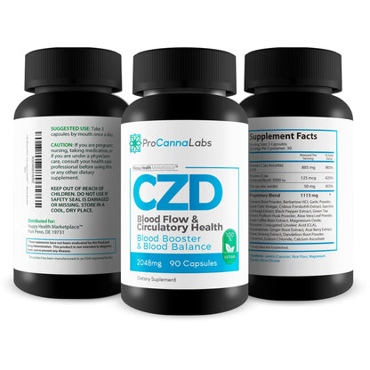 CDZ Supplement Vitamin C D and Zinc Plus Herbs - Our Best Vitamin C D Zinc Blood Booster for Blood Balance & Blood Flow - C Z D Blood Flow & Circulatory Health - Pro Canna Labs Gummies Capsules - dailyvitalstore