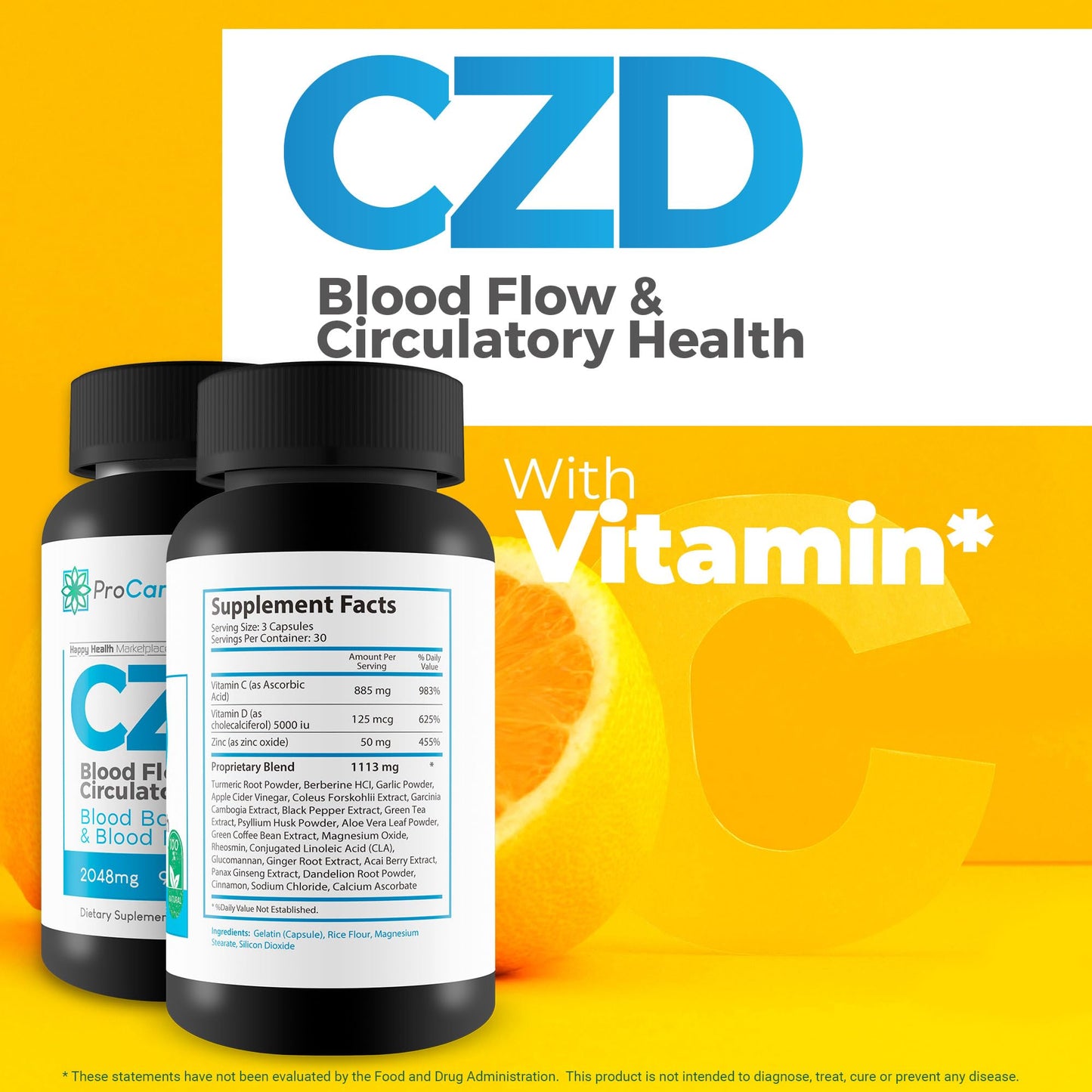 CDZ Supplement Vitamin C D and Zinc Plus Herbs - Our Best Vitamin C D Zinc Blood Booster for Blood Balance & Blood Flow - C Z D Blood Flow & Circulatory Health - Pro Canna Labs Gummies Capsules - dailyvitalstore