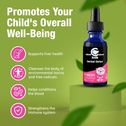 Cedar Bear Herbal Detox for Kids is a Liquid Herbal Supplement That Helps The Immune System & Protects Organs That are Often affected 1 fl oz / 30 ml - dailyvitalstore