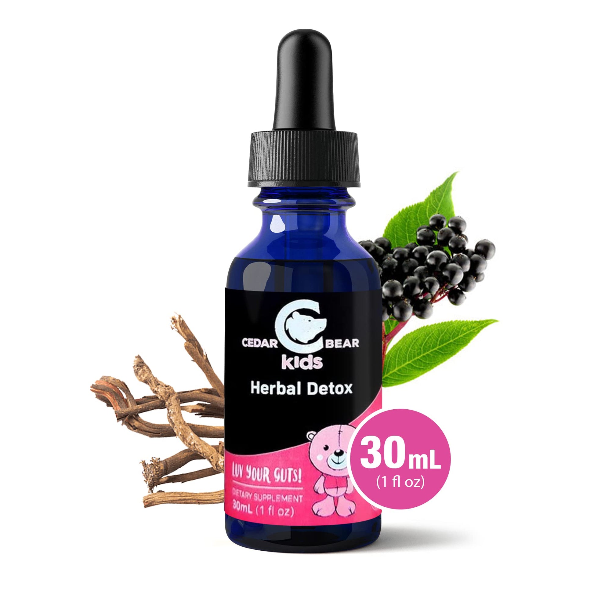 Cedar Bear Herbal Detox for Kids is a Liquid Herbal Supplement That Helps The Immune System & Protects Organs That are Often affected 1 fl oz / 30 ml - dailyvitalstore