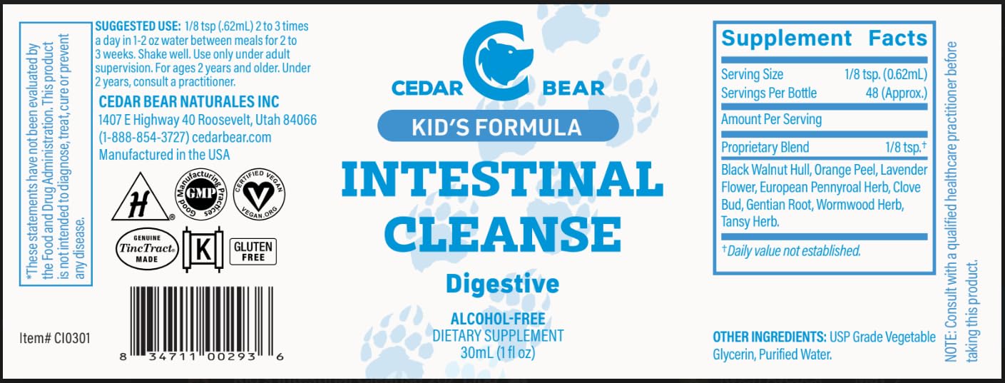 Cedar Bear - Intestinal Cleanse for Kids, Liquid Herbal Supplement for Detox and Digestive Cleanse with Natural Herbs, - dailyvitalstore