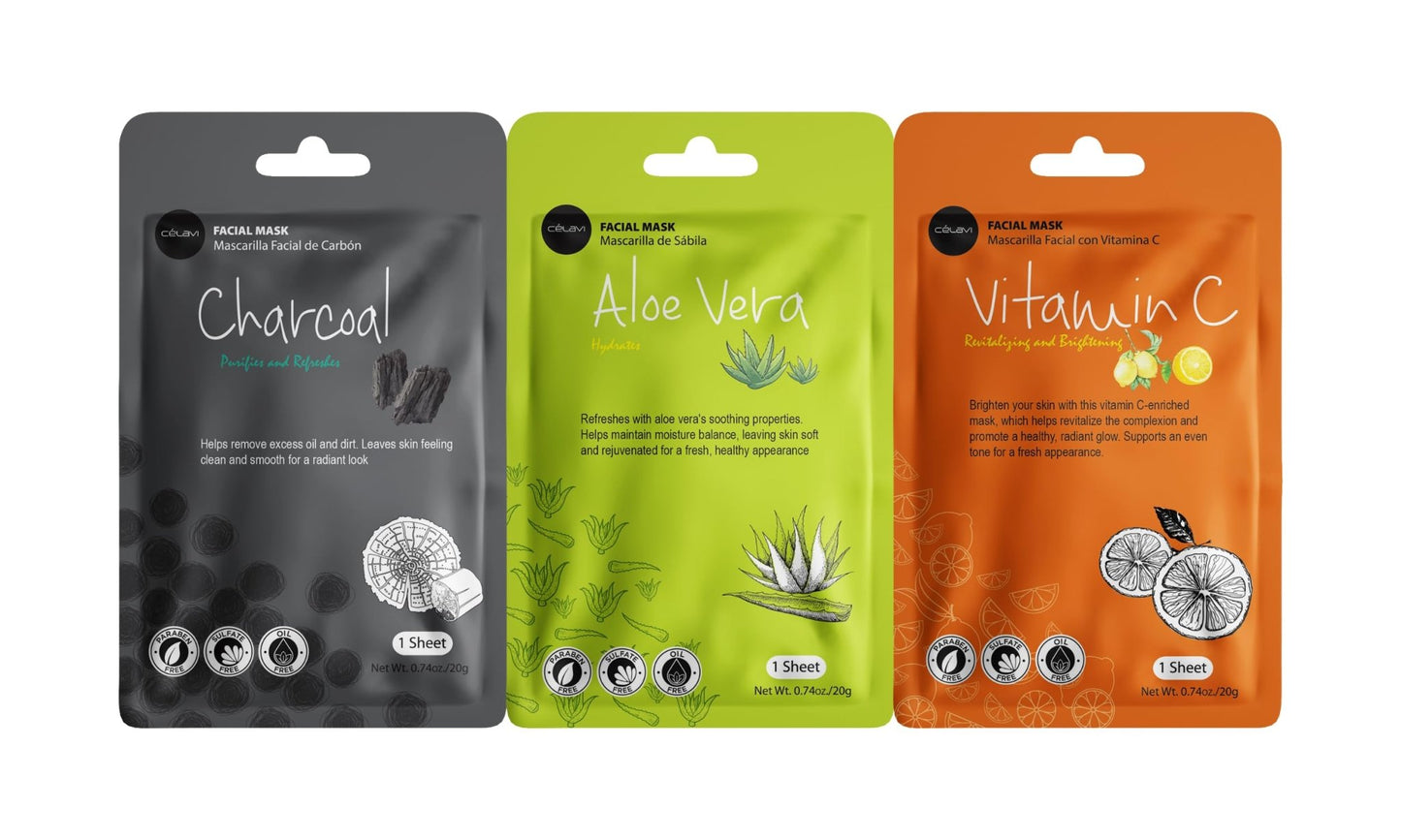 Celavi Essence Facial Sheet Face Mask Variety Set Classic Authentic Korean Moisturizing Skincare (12-Packs) - dailyvitalstore