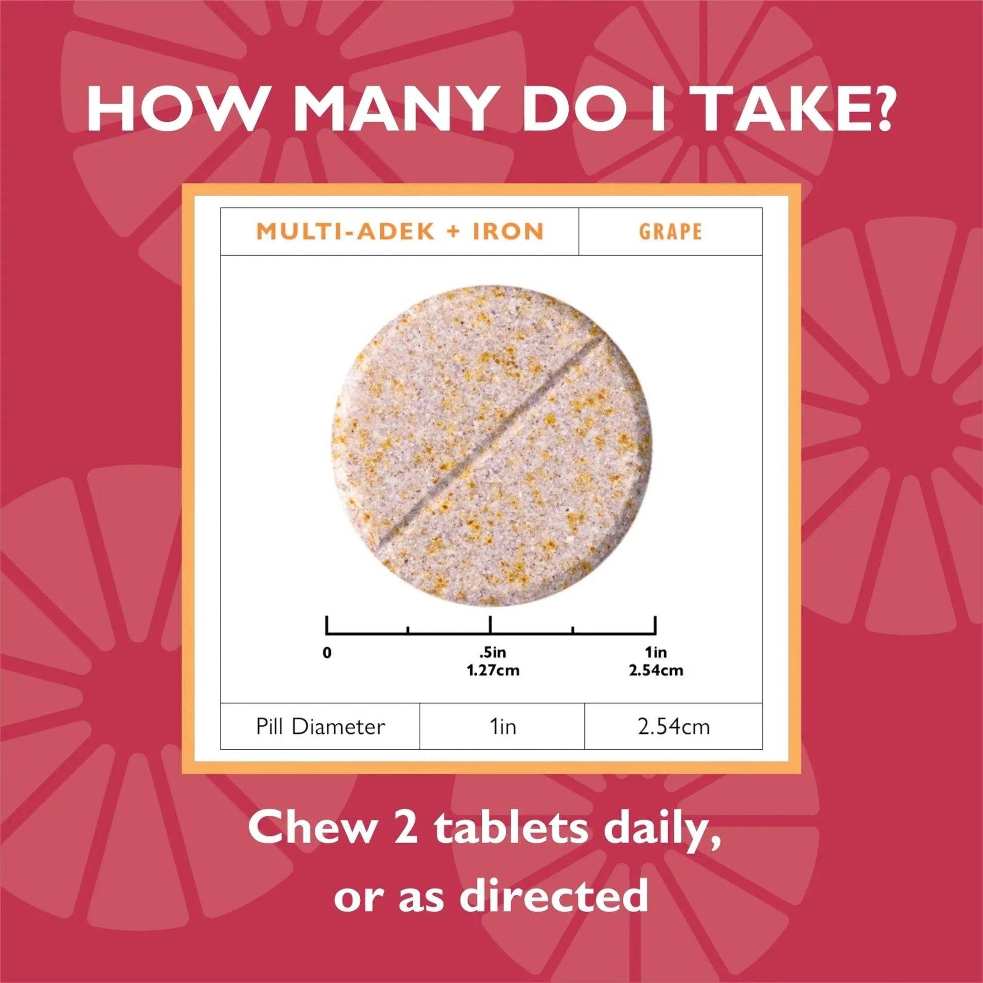 Celebrate Vitamins Multi ADEK Chewables, 60mg Iron - Daily Bariatric Multivitamin, Vitamins A, D, E, K & B12 for Duodenal Switch Surgery Patients - dailyvitalstore