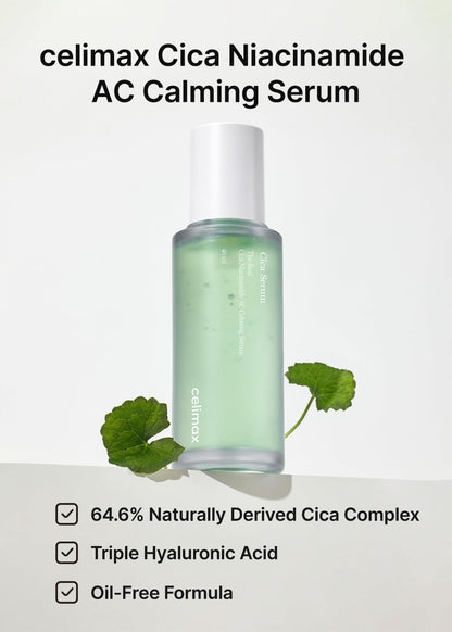 celimax The Real Cica Niacinamide AC Calming Serum 40ml | Hyaluronic Acid Redness Relief Moisturizing Soothing Restoring - dailyvitalstore