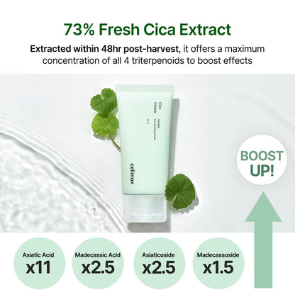 celimax The Real Cica Soothing Cream | with Fresh Cica Extract, Oil Free, Hydrating, Moisturizing, Calming, Dry Oily Combination Sensitive Skin, - dailyvitalstore