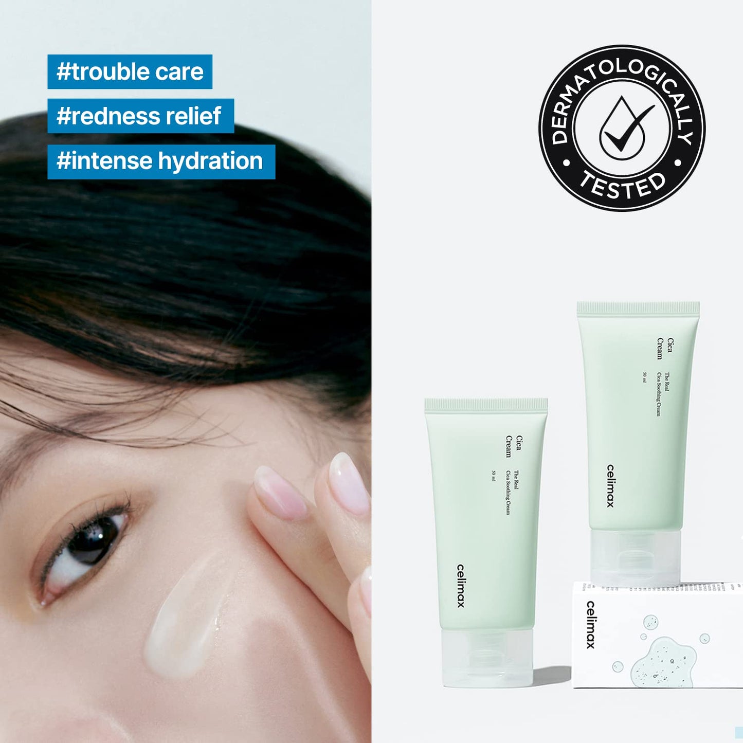 celimax The Real Cica Soothing Cream | with Fresh Cica Extract, Oil Free, Hydrating, Moisturizing, Calming, Dry Oily Combination Sensitive Skin, - dailyvitalstore