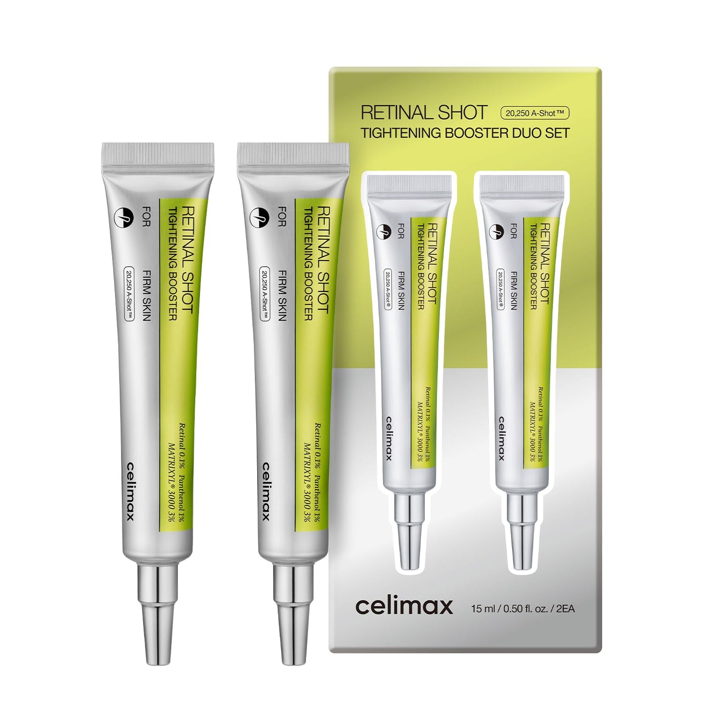 celimax The Vita A Retinal Shot Tightening Booster (Duo Set 15mlx2) | 0.1% Retinal, 3% Matryxyl, High-Strength Retinoid for Anti-Aging, Pore Minimizer - dailyvitalstore