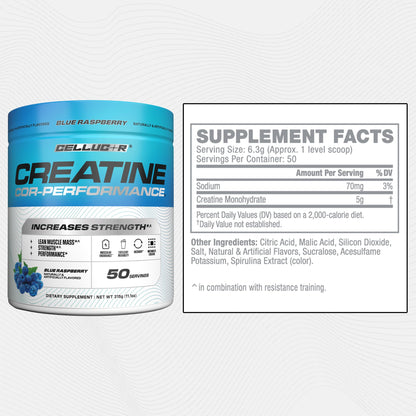Cellucor Creatine Powder, Blue Raspberry Flavor - Increases Strength, Lean Muscle Mass & Endurance, Micronized Creatine for Fast Absorption - dailyvitalstore