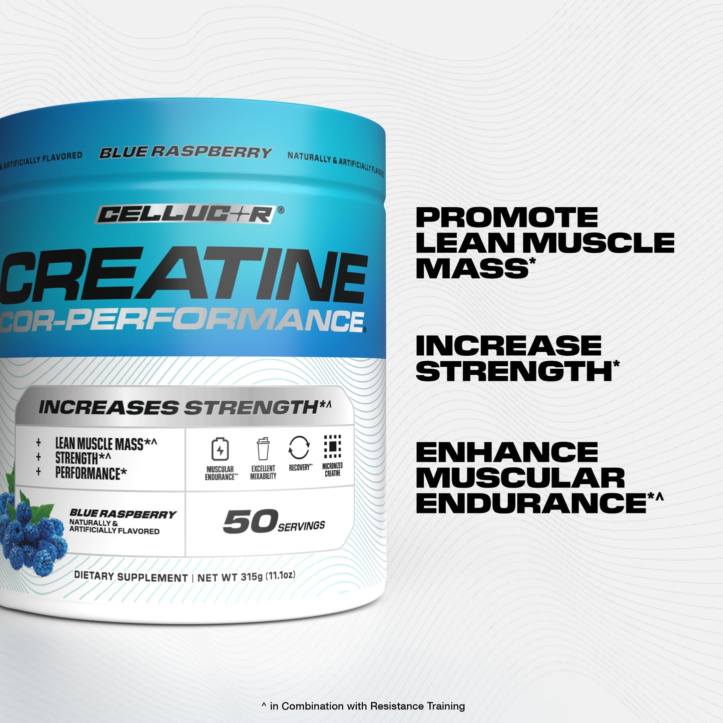 Cellucor Creatine Powder, Blue Raspberry Flavor - Increases Strength, Lean Muscle Mass & Endurance, Micronized Creatine for Fast Absorption - dailyvitalstore
