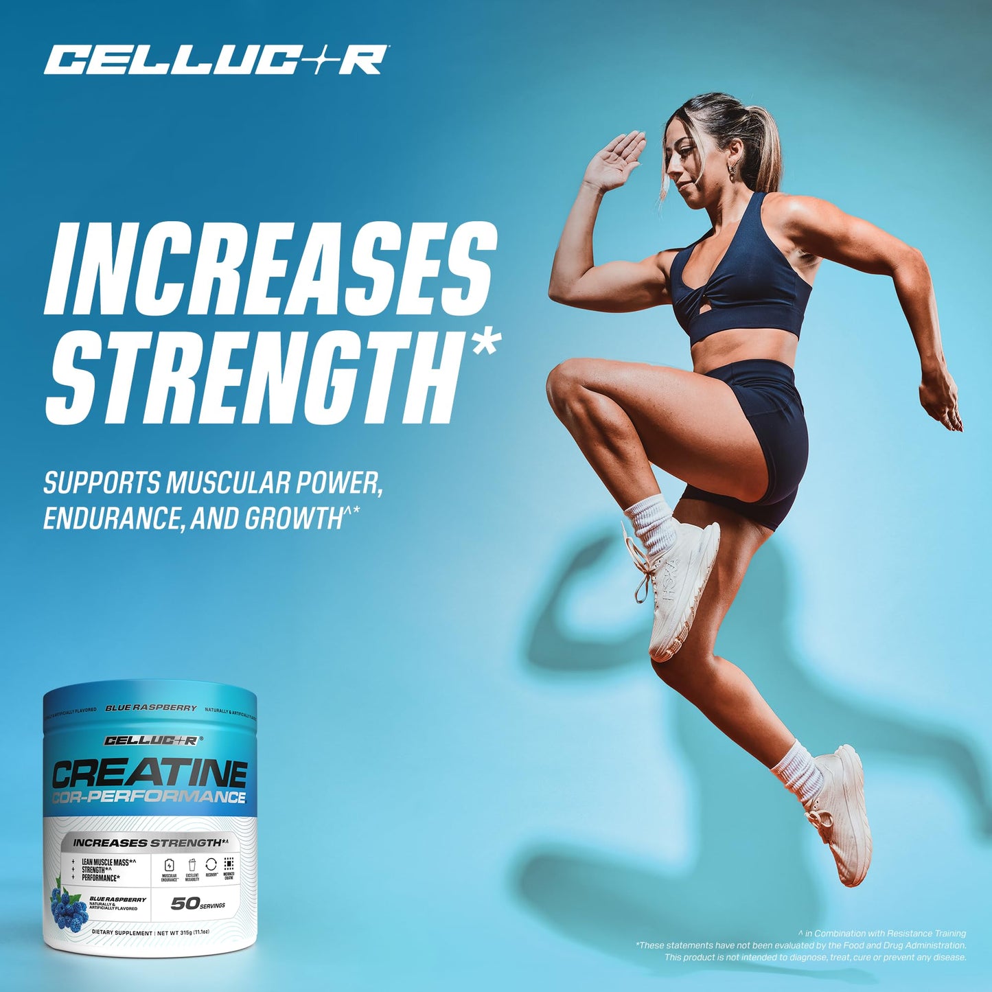 Cellucor Creatine Powder, Blue Raspberry Flavor - Increases Strength, Lean Muscle Mass & Endurance, Micronized Creatine for Fast Absorption - dailyvitalstore