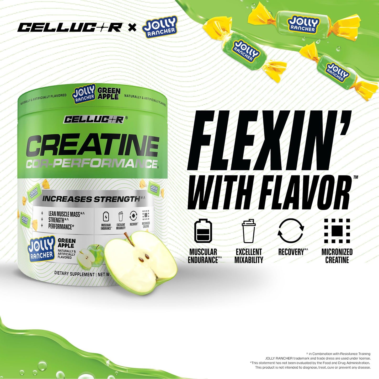 Cellucor Creatine Powder, Jolly Rancher Green Apple - Increases Strength, Lean Muscle Mass & Endurance, Micronized Creatine for Fast Absorption, - dailyvitalstore
