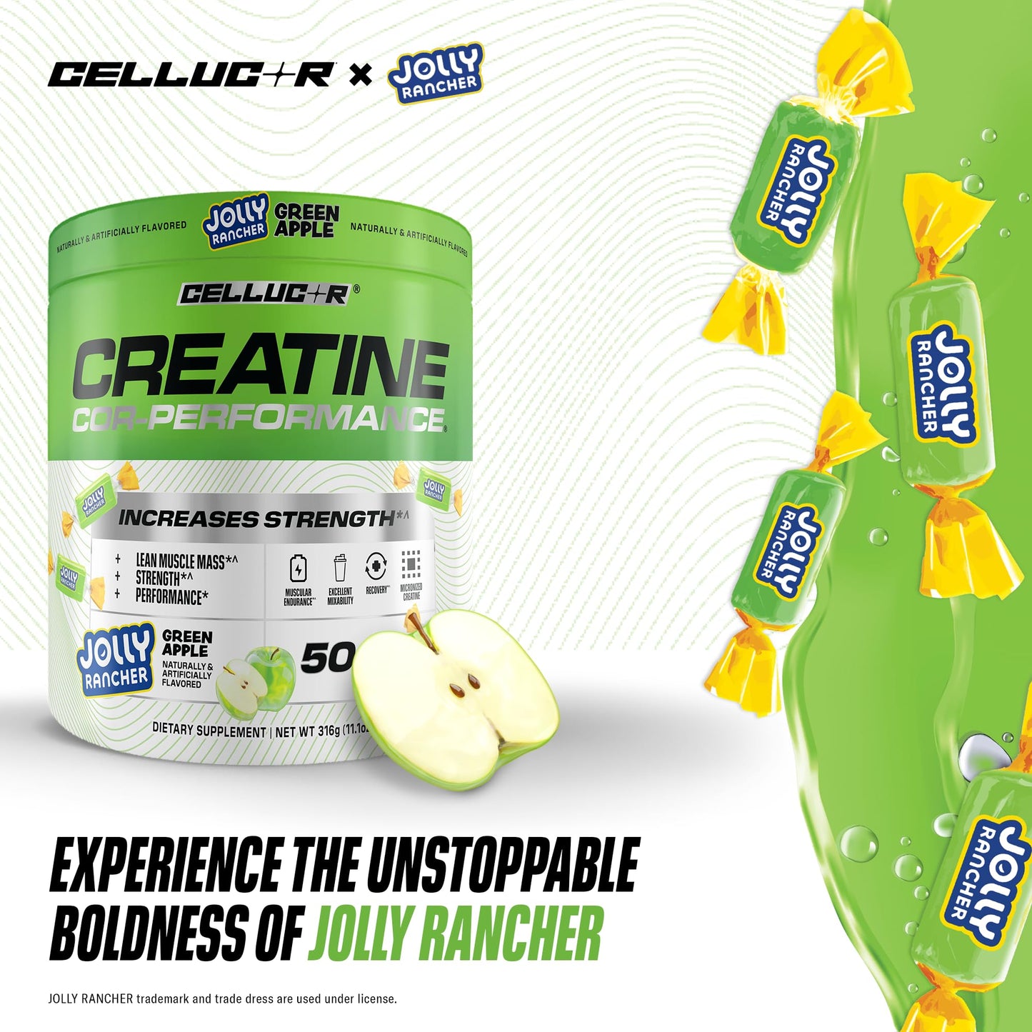 Cellucor Creatine Powder, Jolly Rancher Green Apple - Increases Strength, Lean Muscle Mass & Endurance, Micronized Creatine for Fast Absorption, - dailyvitalstore