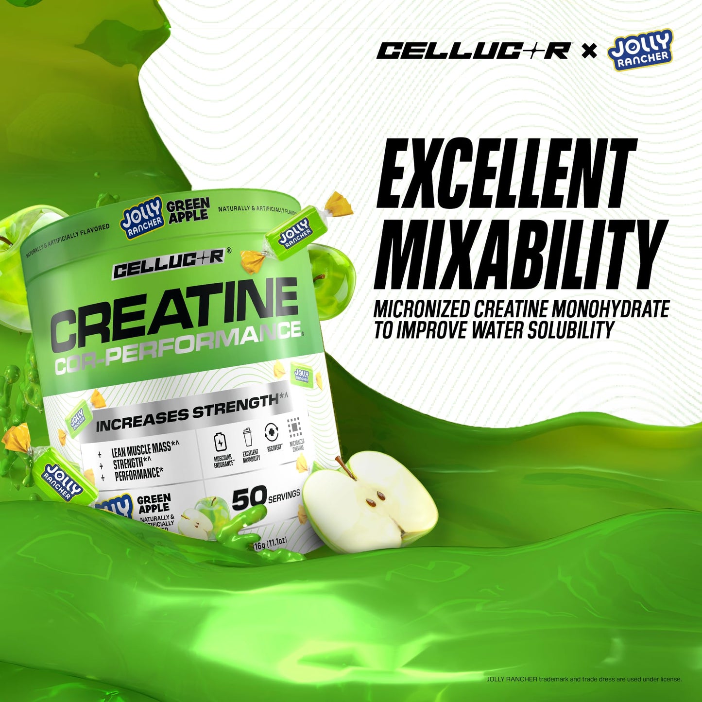 Cellucor Creatine Powder, Jolly Rancher Green Apple - Increases Strength, Lean Muscle Mass & Endurance, Micronized Creatine for Fast Absorption, - dailyvitalstore