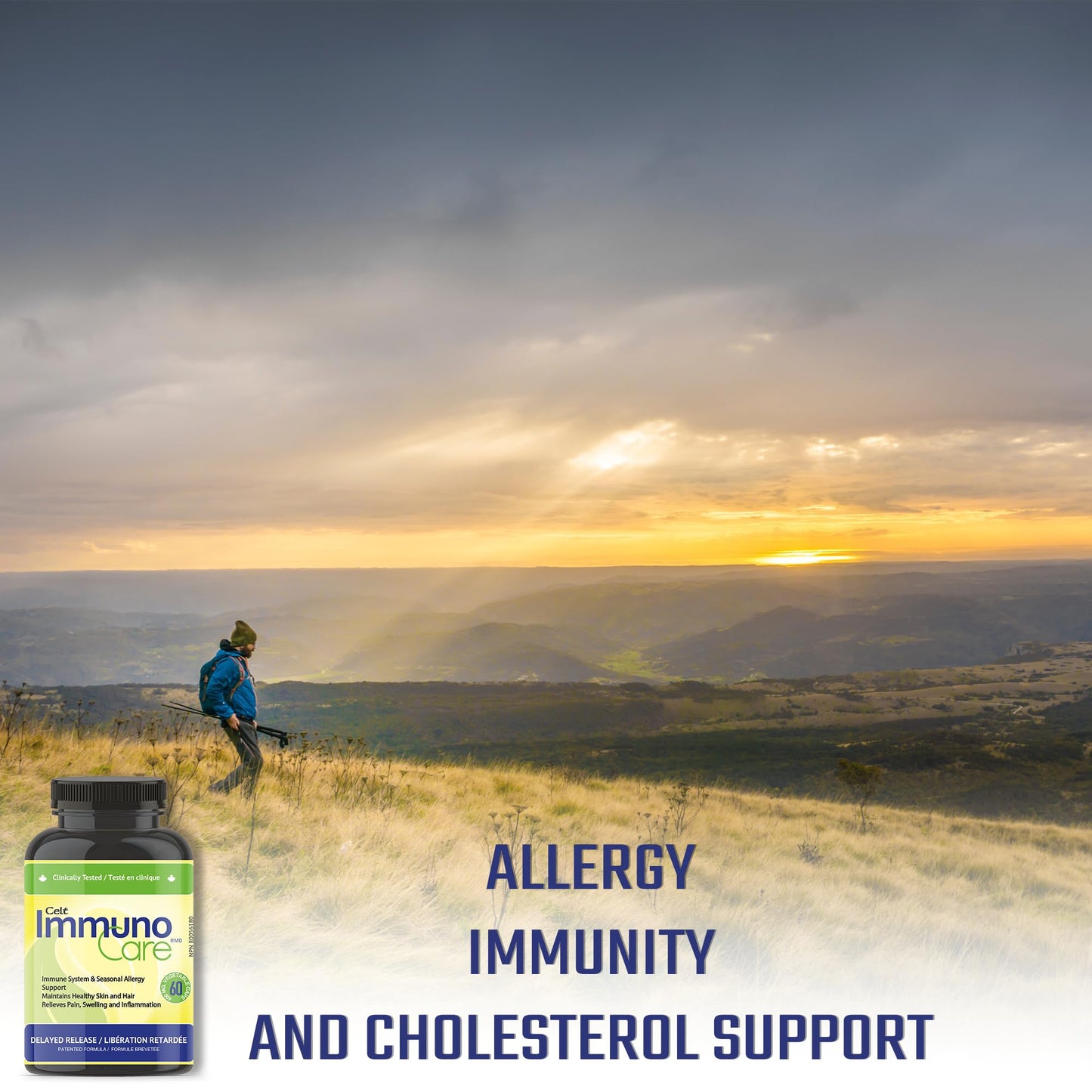 Celt Immunocare 60 v-caps - Potent Seasonal Allergy Blend - Adult Immunity Support - Cholesterol Modulator - Plant Sterols Ultra Strength - 7 Key Immunity Enhancing Ingredients - dailyvitalstore