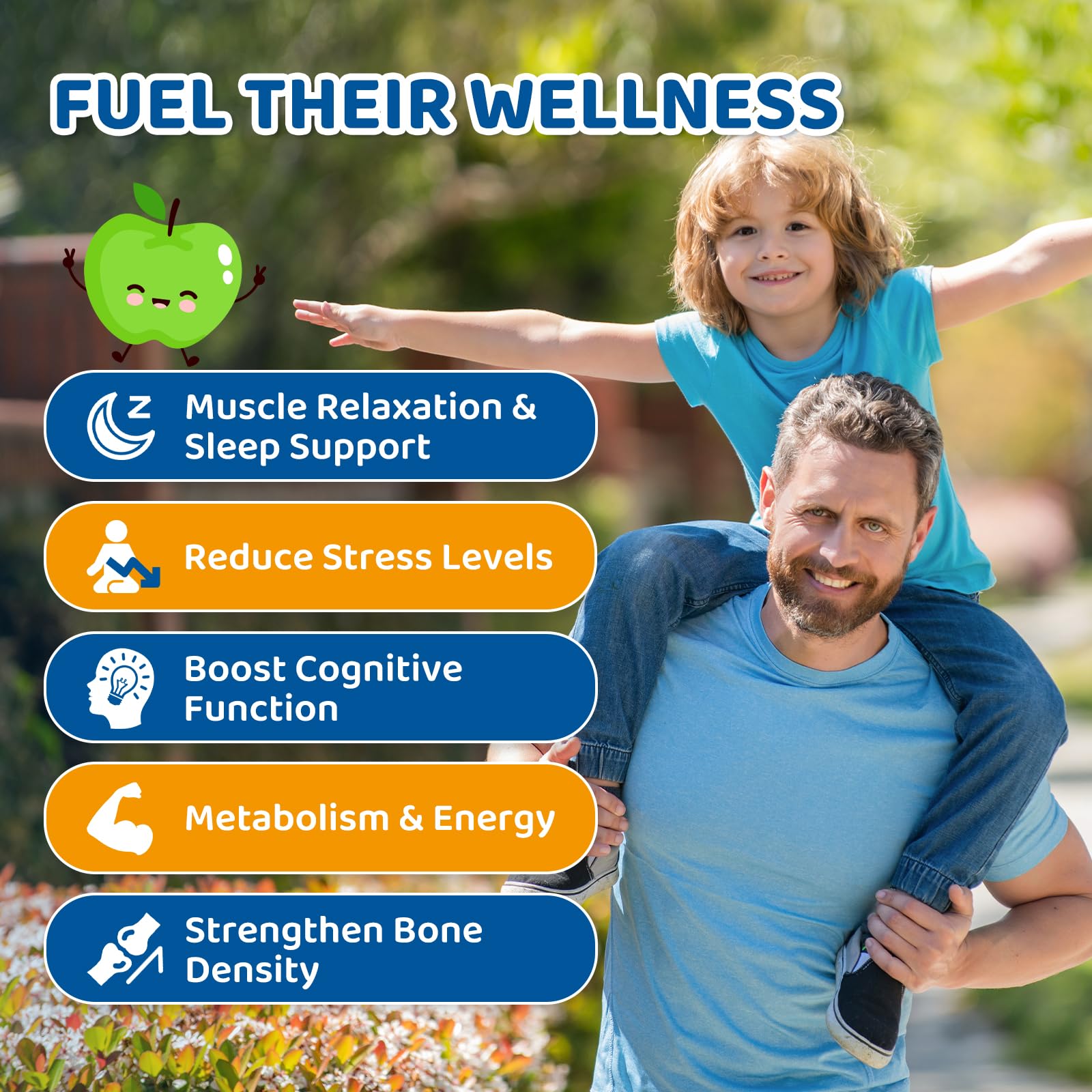 Center-Filled Magnesium Gummies for Kids 300MG - Magnesium Glycinate Gummies with L-theanine, Omega-3, Vitamin B6, D for Kids & Adults, Supplement for Sleep, Calm & Muscle Relaxation - Apple & Kiwi - dailyvitalstore