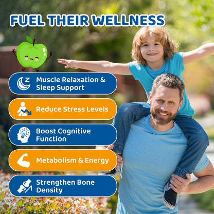 Center-Filled Magnesium Gummies for Kids 300MG - Magnesium Glycinate Gummies with L-theanine, Omega-3, Vitamin B6, D for Kids & Adults, Supplement for Sleep, Calm & Muscle Relaxation - Apple & Kiwi - dailyvitalstore