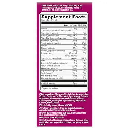 Centrum Complete Multivitamin Supplement + Hot Flash Support Menopause Support Tablets, with Clinically Studied geniVida, 30 Count - dailyvitalstore