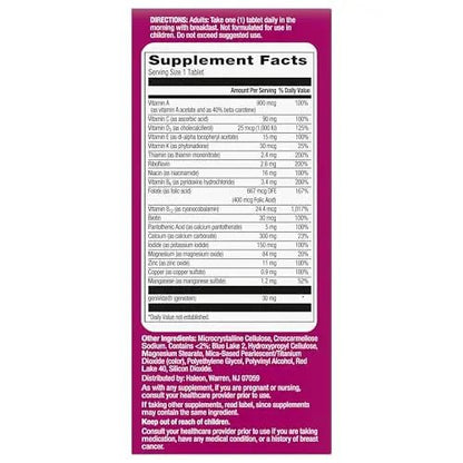 Centrum Complete Multivitamin Supplement + Hot Flash Support Menopause Support Tablets, with Clinically Studied geniVida, 30 Count - dailyvitalstore