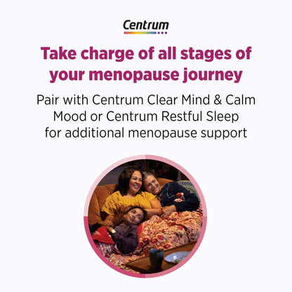 Centrum Complete Multivitamin Supplement + Hot Flash Support Menopause Support Tablets, with Clinically Studied geniVida, 30 Count - dailyvitalstore