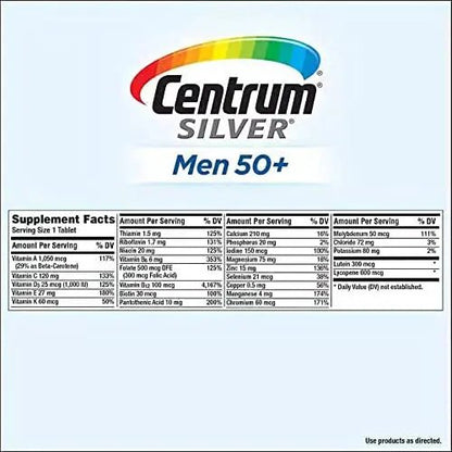 Centrum Men 50+ Multivitamin Tablet Age 50 and Older 275ct - dailyvitalstore