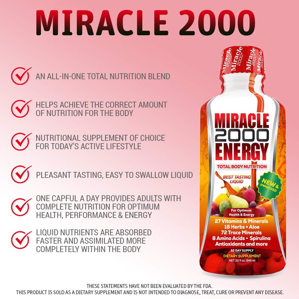 Century Systems - Miracle 2000, Complete Liquid Multivitamin and Mineral Supplement with Amino Acids and Antioxidants, 32 Ounces - dailyvitalstore