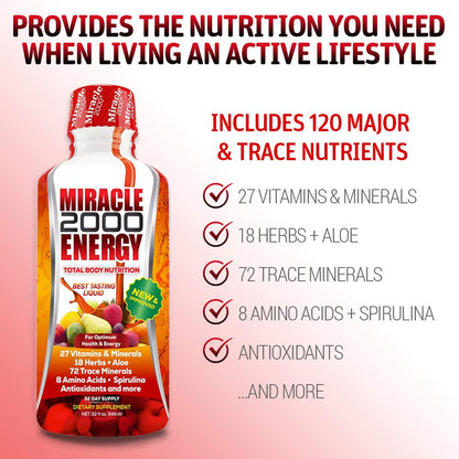 Century Systems - Miracle 2000, Complete Liquid Multivitamin and Mineral Supplement with Amino Acids and Antioxidants, 32 Ounces - dailyvitalstore
