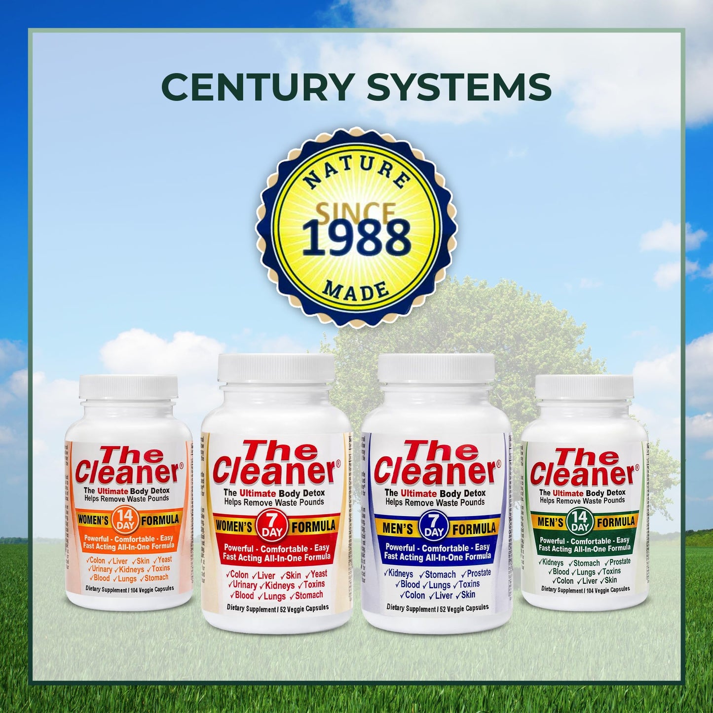 Century Systems The Cleaner Detox, Powerful 7-Day Complete Internal Cleansing Formula for Men, Support Digestive Health, 52 Vegetarian Capsules - dailyvitalstore