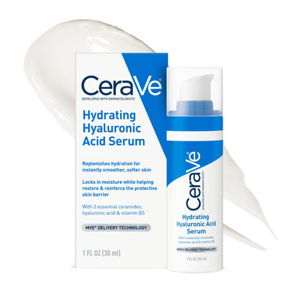 Cerave Hyaluronic Acid Serum for Face with Vitamin B5 and Ceramides, Hydrating Face Serum for Dry Skin, Fragrance Free, 1 Ounce - dailyvitalstore