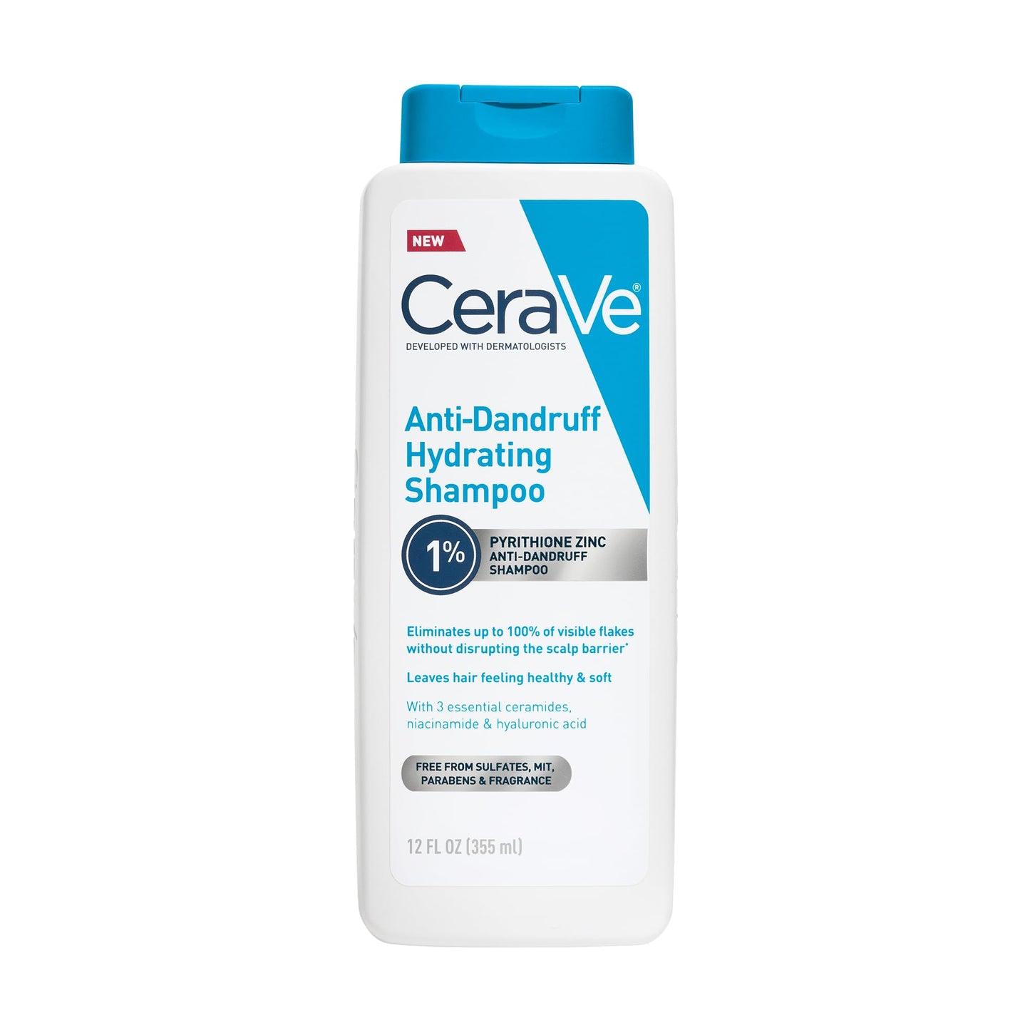 CeraVe Hydrating Anti Dandruff Shampoo, 1% Pyrithione Zinc Dandruff Treatment With Ceramides, Niacinamide & Hyaluronic Acid, Helps Eliminate Flakes - dailyvitalstore