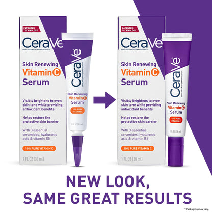 CeraVe Vitamin C Serum for Face with 10% Pure Vitamin C, Hyaluronic Acid & 3 Essential Ceramides, Skin Brightening Antioxidant Serum, - dailyvitalstore