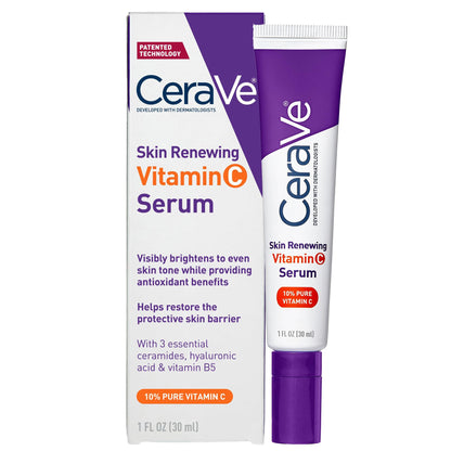 CeraVe Vitamin C Serum for Face with 10% Pure Vitamin C, Hyaluronic Acid & 3 Essential Ceramides, Skin Brightening Antioxidant Serum, - dailyvitalstore