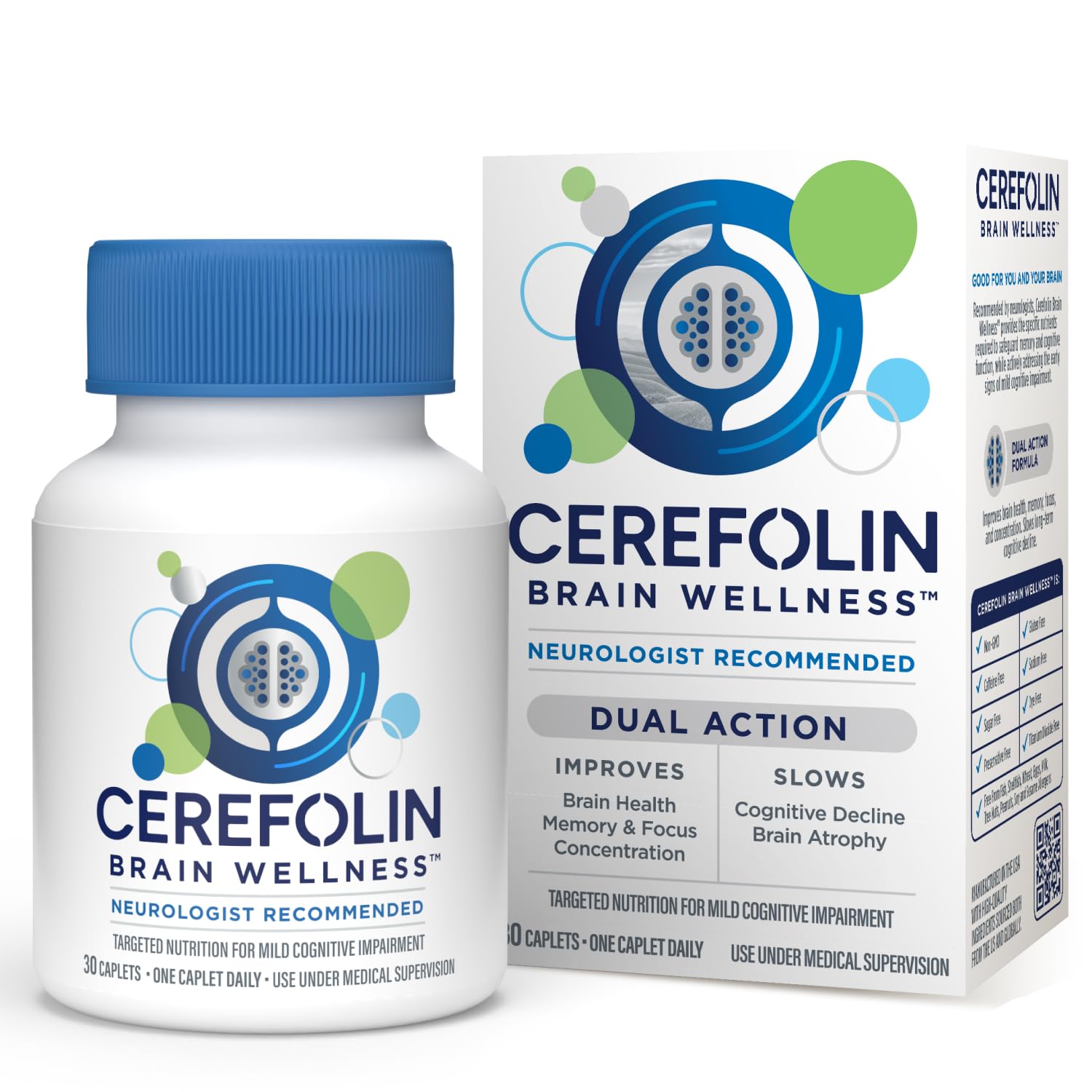 Cerefolin Brain Wellness, Targeted Nutrition for Cognitive Support, Improves Memory, Focus & Concentration, L-Methylfolate, NAC, B12, Neurologist Recommended (30 Count) - dailyvitalstore