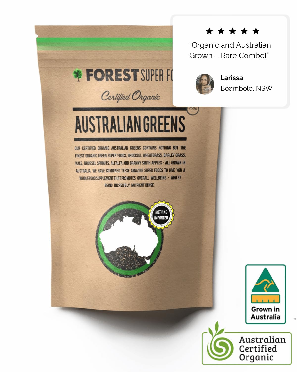Certified Organic Australian Greens Whole Food Blend | 7 Incredible Whole Foods | No fillers or additives - dailyvitalstore
