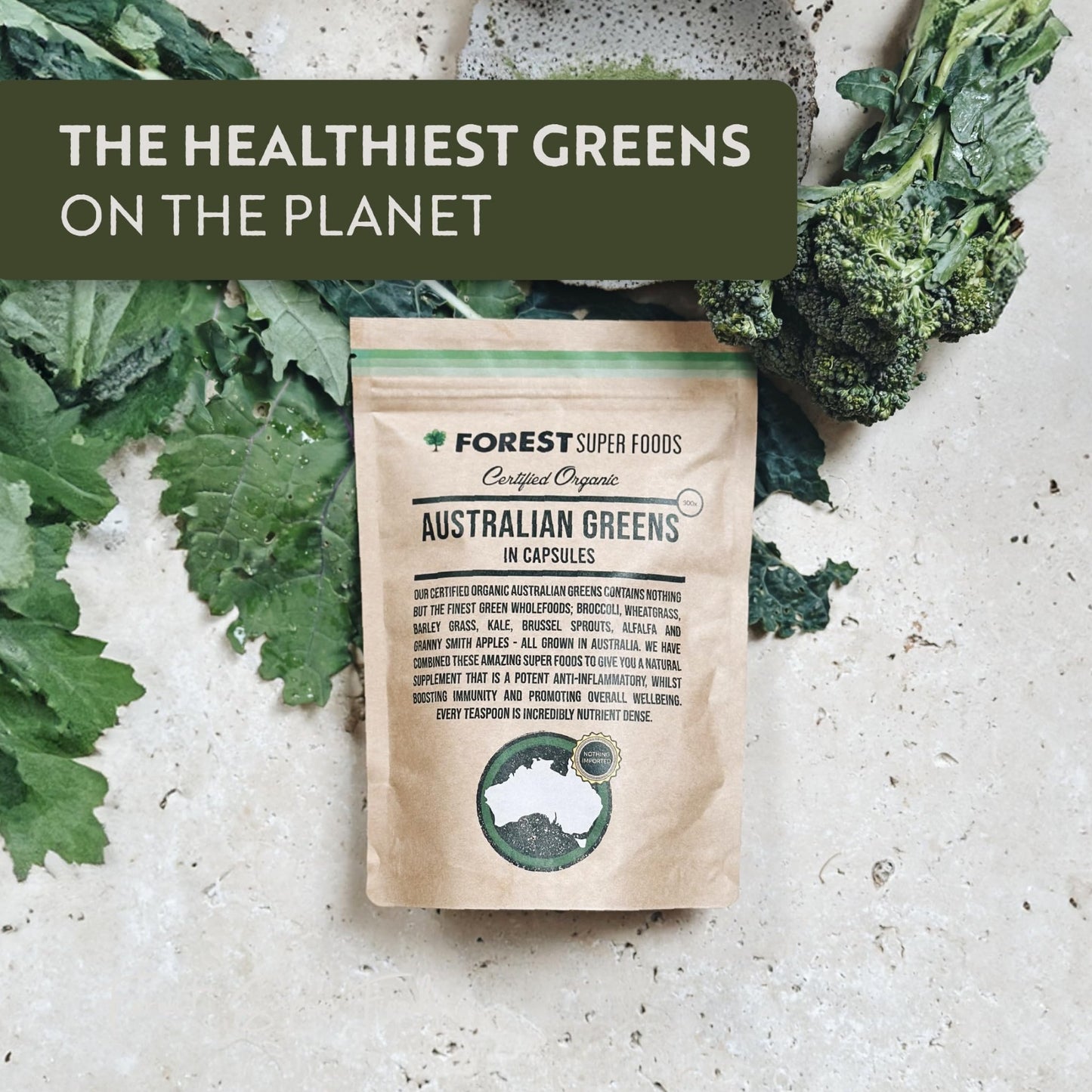 Certified Organic Australian Greens Whole Food Blend | 7 Incredible Whole Foods | No fillers or additives - dailyvitalstore