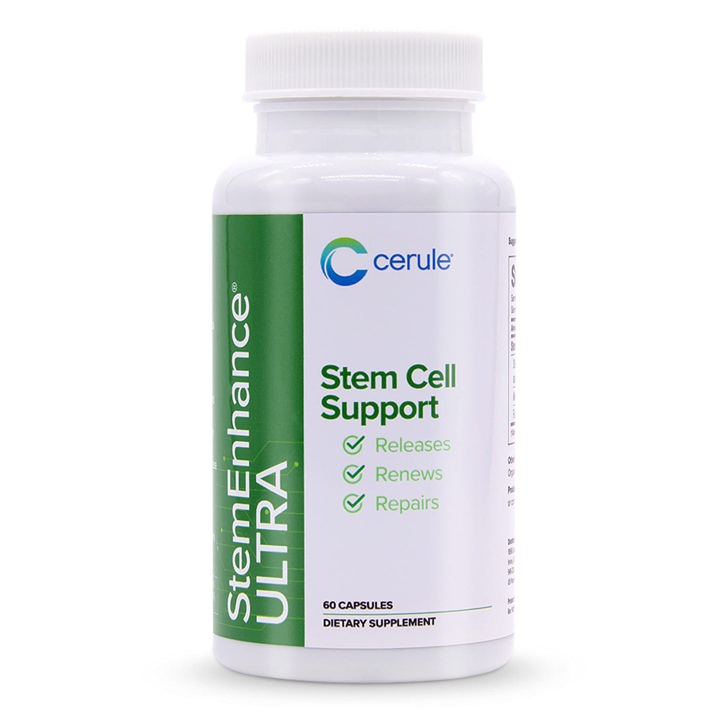 Cerule StemEnhance Ultra Natural Stem Cell Support Supplement – Freshwater Microalgae and Marine Macroalgae Extracts for Cellular Renewal, Immune Function, Energy, and Tissue Recovery – 60 Capsules - dailyvitalstore