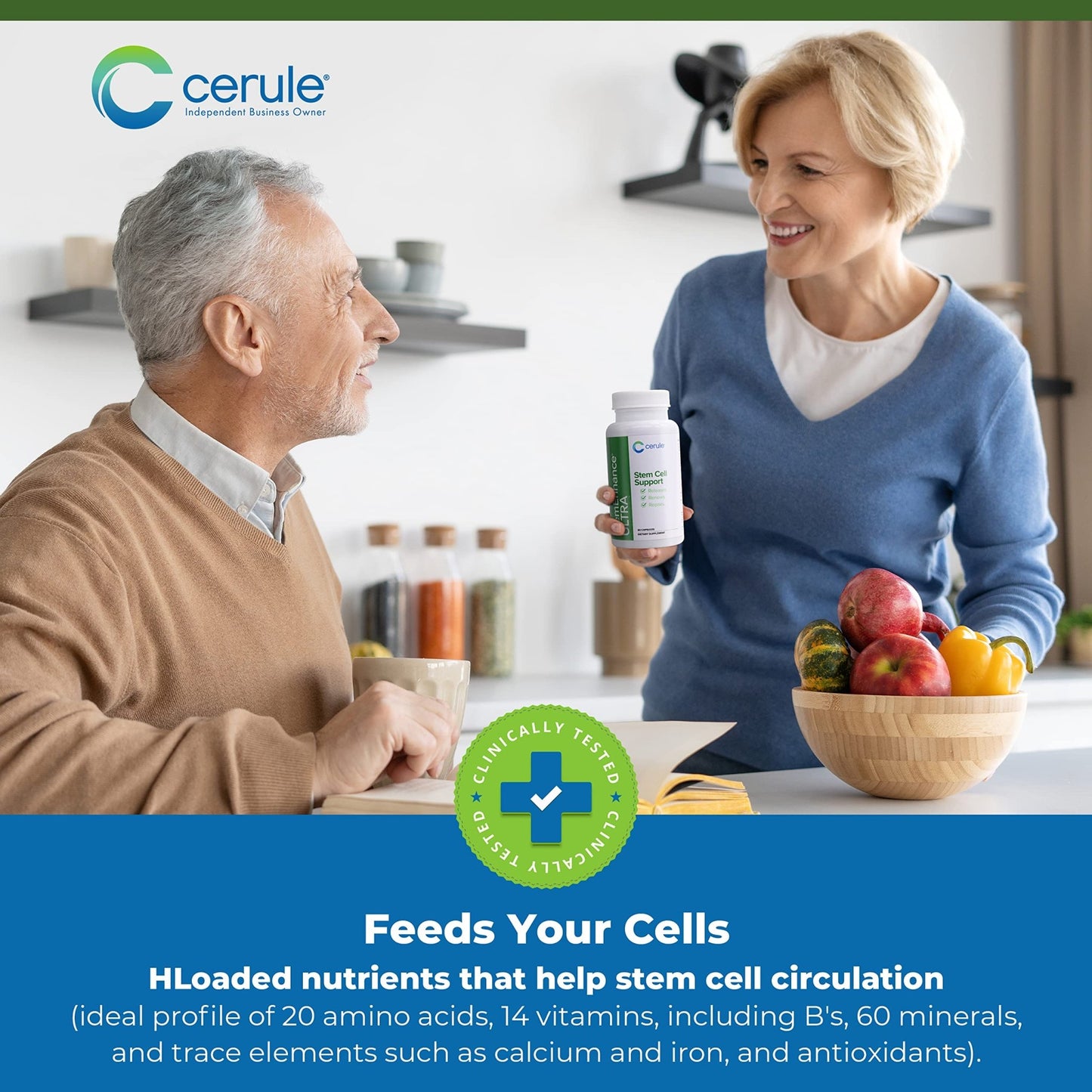 Cerule StemEnhance Ultra Natural Stem Cell Support Supplement – Freshwater Microalgae and Marine Macroalgae Extracts for Cellular Renewal, Immune Function, Energy, and Tissue Recovery – 60 Capsules - dailyvitalstore