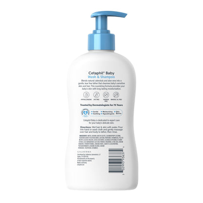 Cetaphil Baby Wash & Shampoo, 13.5oz Pack of 2, Hypoallergenic, Gentle Enough for Everyday Use, Soap Free - dailyvitalstore