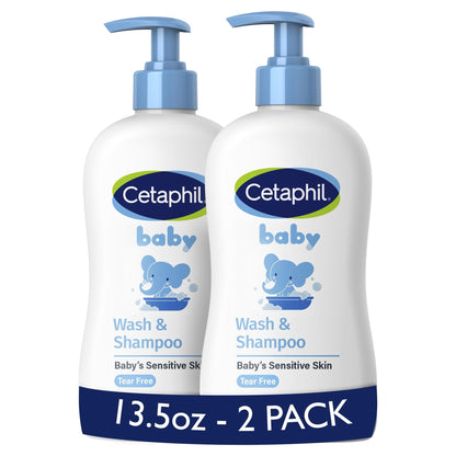 Cetaphil Baby Wash & Shampoo, 13.5oz Pack of 2, Hypoallergenic, Gentle Enough for Everyday Use, Soap Free - dailyvitalstore