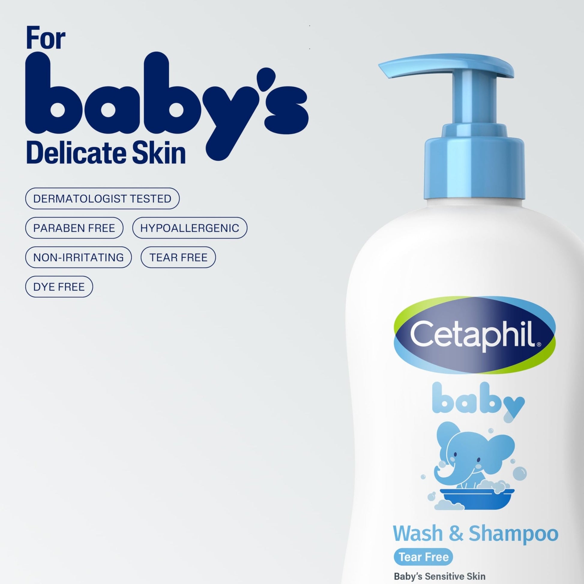 Cetaphil Baby Wash & Shampoo, 13.5oz Pack of 2, Hypoallergenic, Gentle Enough for Everyday Use, Soap Free - dailyvitalstore