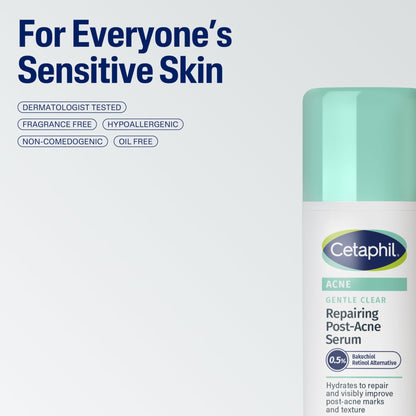 CETAPHIL Gentle Clear Repairing Post-Acne Serum, Retinol Alternative, Oil Free Serum for Sensitive Skin, 1 Fl Oz, Bakuchiol, Improves Skin Tone & Post-acne Marks, - dailyvitalstore