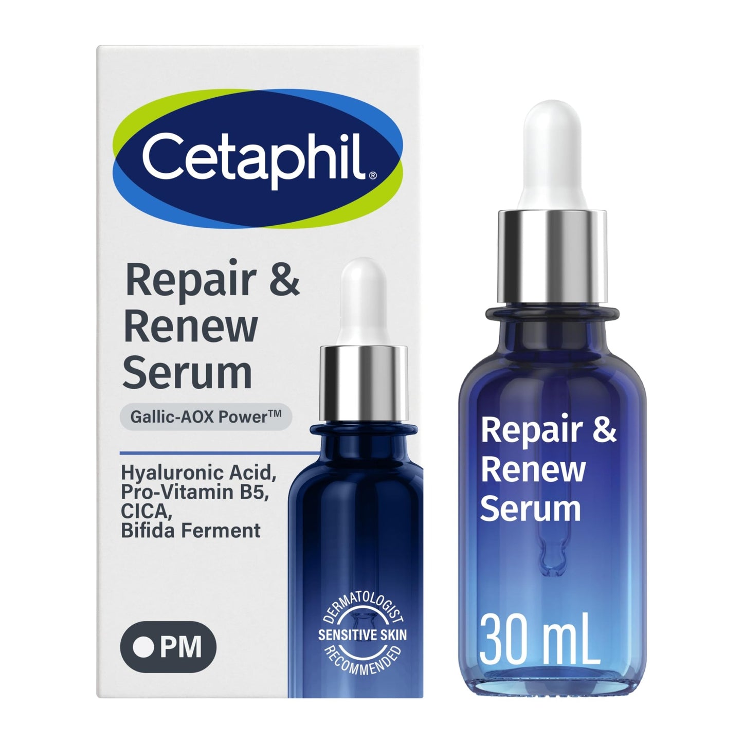 CETAPHIL Repair & Renew Night Serum for Stressed Sensitive Skin with Gallic Acid & Vitamin E, PM Face Serum, Repairs Skin Barrier Overnight - dailyvitalstore
