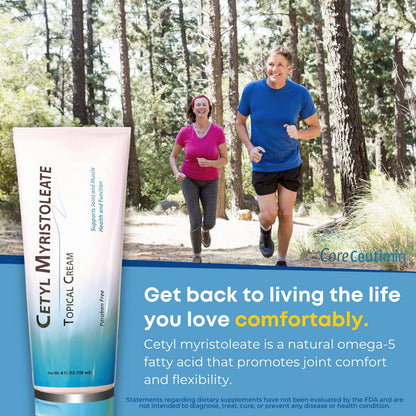 Cetyl Myristoleate Topical Cream Omega 5 Fatty Acid - Helps Reduce Joint and Muscle Discomfort - Includes Arnica, Glucosamine, Aloe,Jojoba, Sunflower & Sesame Seed Oil - 4oz. by Coreceutimin - dailyvitalstore
