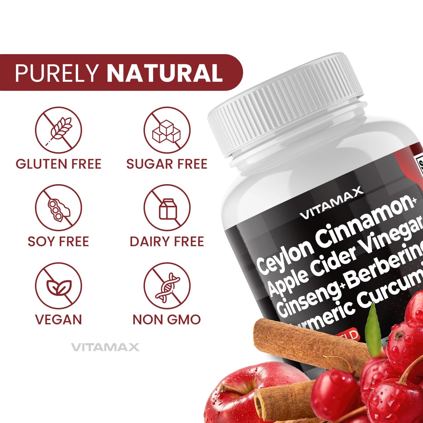 Ceylon Cinnamon, Apple Cider Vinegar, Turmeric - Gluco Health Support - Panax Ginseng, Berberine, Bitter Melon Milk Thistle Fenugreek - dailyvitalstore
